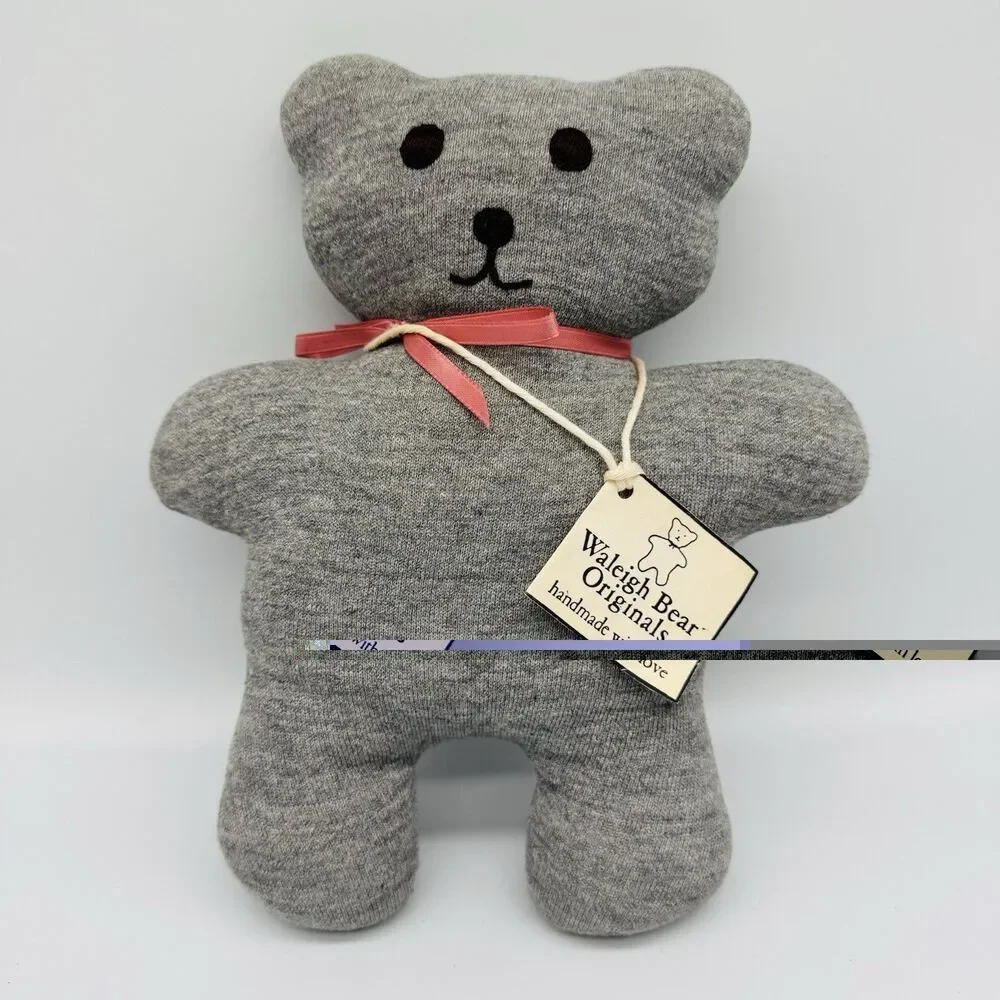 Waleigh Bear Originals Handmade Plush Teddy Bear Grey Knit Jersey Coral NWT New